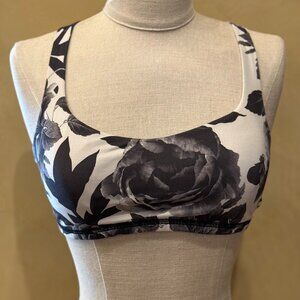 Lululemon Black & White Floral Sports Bra, Size 4